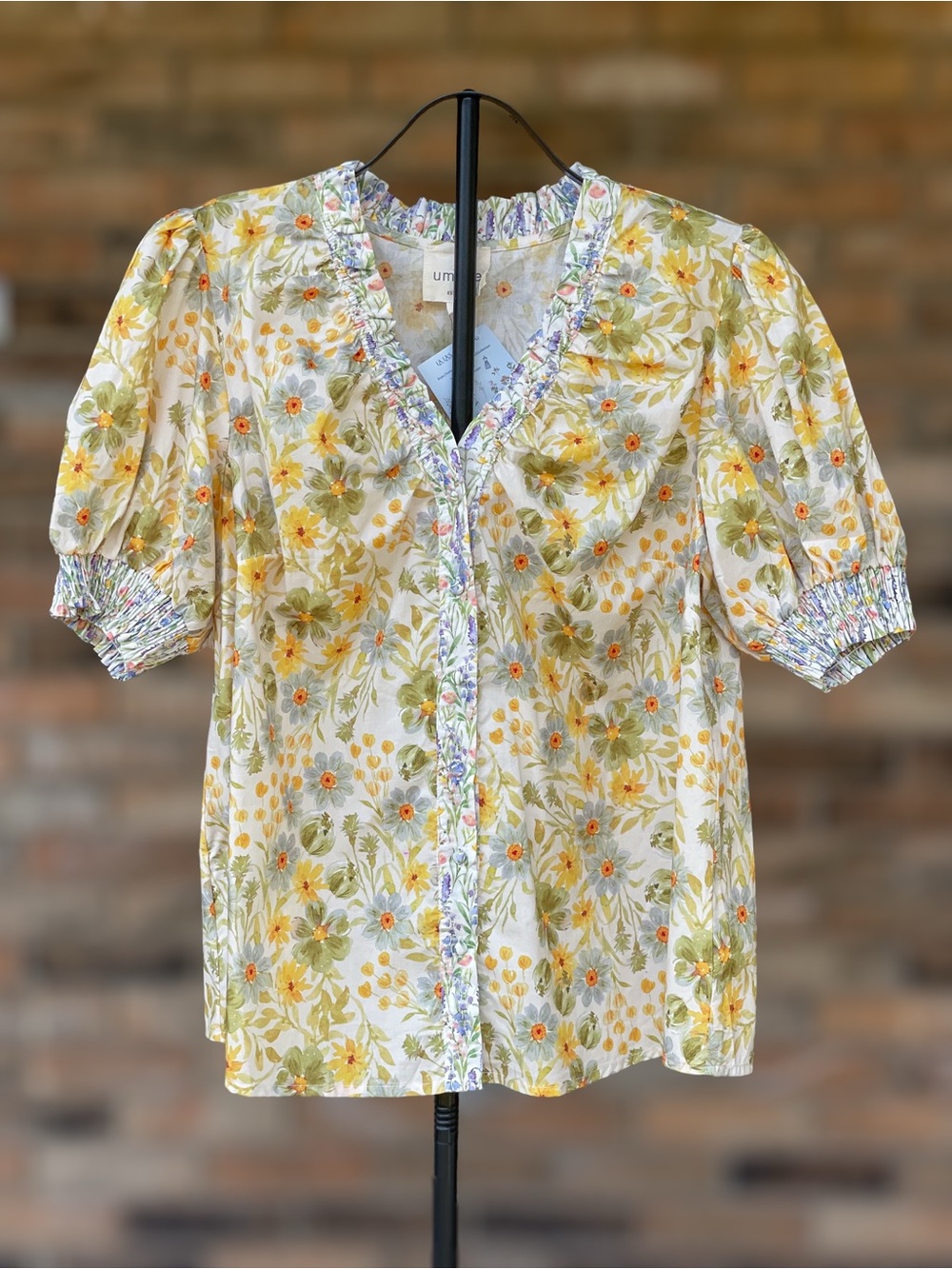 NWT Umgee Large Floral Puff Sleeve Blouse Cottagecore